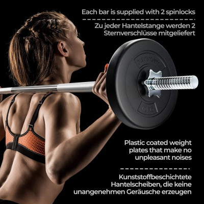 PHYSIONIC vzpieračský set so závažím, 120 cm, 20 kg