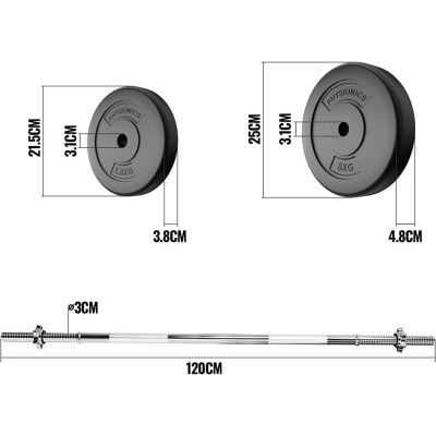 PHYSIONIC vzpieračský set so závažím, 120 cm, 20 kg