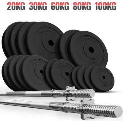 PHYSIONIC vzpieračský set so závažím, 120 cm, 20 kg
