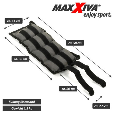 MAXXIVA záťažové manžety, 2 x 1,5 kg, šedá