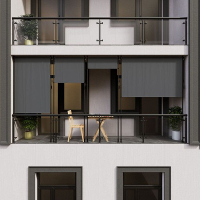 Zvislá markíza na balkón 120 x 228-316 cm, UV ochrana, sivá