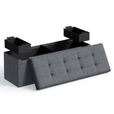 Skladacia lavica s úložným priestorom 38 x 110 x 38 cm, sivá