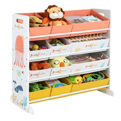 Detský úložný regál s boxami a motívom oceánu, 83 x 38 x 78