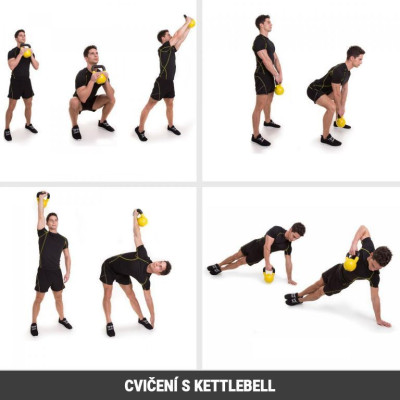 Gorilla Sports Kettlebell činka, vinylová, žltá, 4 kg