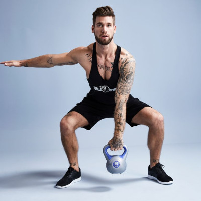 Gorilla Sports Kettlebell činka, vinylová, žltá, 4 kg