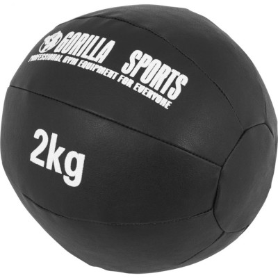 Gorilla Sports Kožený medicinbal, 2 kg, čierny