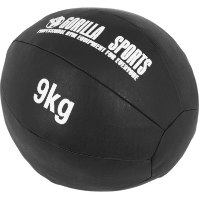 Gorilla Sports Kožený medicinbal, 9 kg, čierny