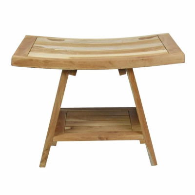 Stolička DIVERO, masívny ošetrený teak, 60 x 35 x 45 cm