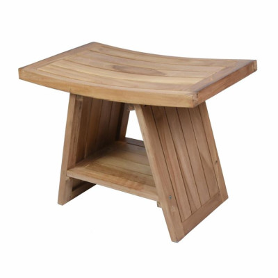 Stolička DIVERO, masívny ošetrený teak, 60 x 35 x 45 cm