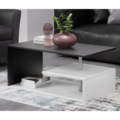 Konferenčný stolík, 90 x 50 x 41 cm, bielo/tmavo sivý