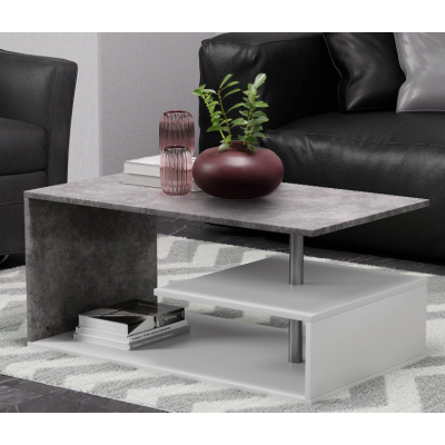 Konferenčný stolík, 90 x 50 x 41 cm, bielo/sivý (vzor)