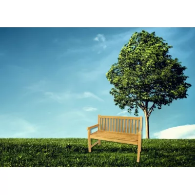 Záhradná drevená lavica DIVERO - neošetrené teakové drevo - 120 cm