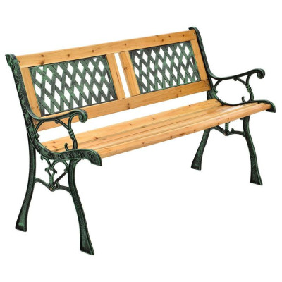 Záhradná lavička 122 cm, drevo a liatina