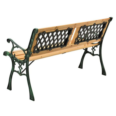 Záhradná lavička 122 cm, drevo a liatina