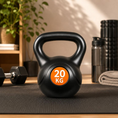 Kettlebell 20 kg plastový s cementovou výplňou
