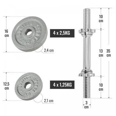 Gorilla Sports Sada činiek, liatina, 20 kg