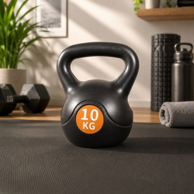 Kettlebell 10 kg plastový s cementovou výplňou