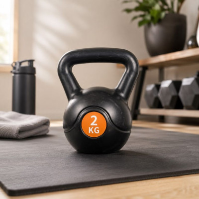 Kettlebell 2 kg plastový s cementovou výplňou