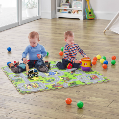 Detská puzzle podložka s motívom mesta, 9 dielov, EVA pena