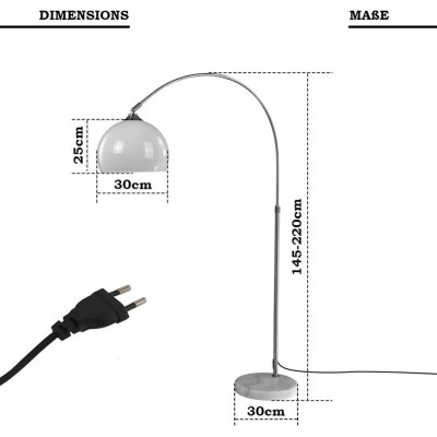 JAGO stojacia oblúková lampa biela, 145 - 220 cm