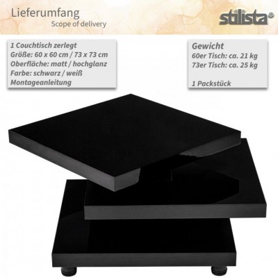 Stilista konferenčný stolík, 60 x 60 cm, čierny Stilista konferenčný stolík, 60 x 60 cm, čierny