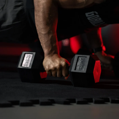 Gorilla Sports Šesťhranná pogumovaná činka, 50 kg