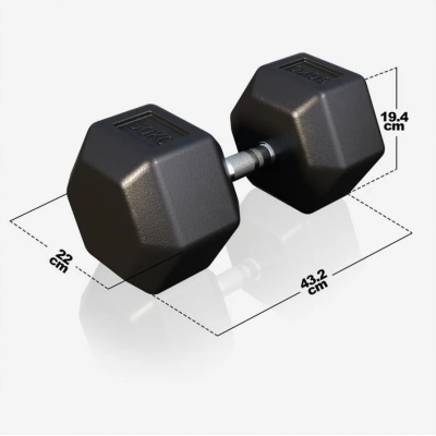 Gorilla Sports Šesťhranná pogumovaná činka, 50 kg