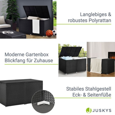 Úložný box z polyratanu 950 l, čierny, s vnútornou plachtou