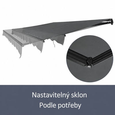 Vonkajšia markíza 350 x 300 cm,sivá, s nastaviteľným sklonom
