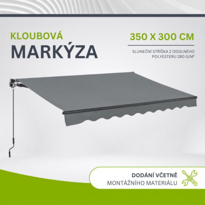 Vonkajšia markíza 350 x 300 cm,sivá, s nastaviteľným sklonom
