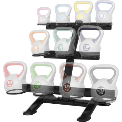 Gorilla Sports Stojan s kettlebellmi, 113 kg