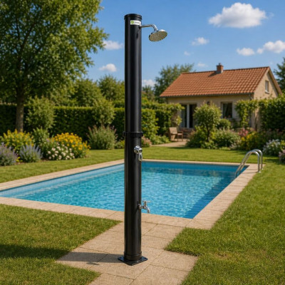 Vonkajšia solárna sprcha s objemom 35 l, dažďovou hlavicou