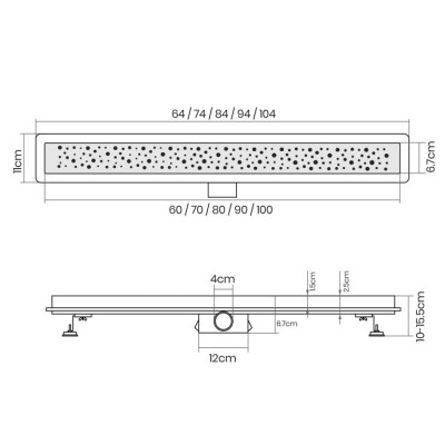 Aquamarin Sprchový podlahový žľab perforovaný, 100 cm