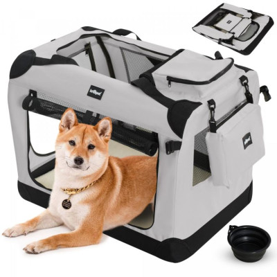 Leopet Prepravný box pre psov L, 70 x 52 x 52 cm, sivý
