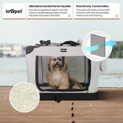 Leopet Prepravný box pre psov L, 70 x 52 x 52 cm, sivý