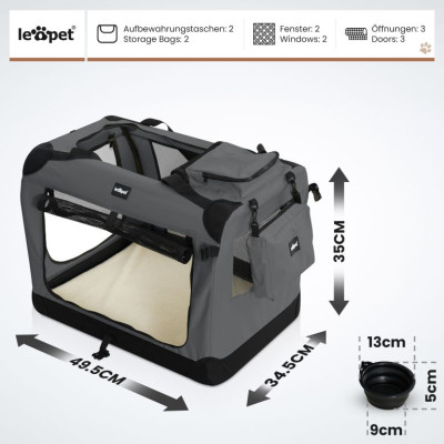Leopet Prepravný box pre psov S 49,5 x 34,5 x 35 cm antracit