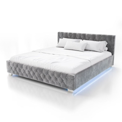 Čalúnená posteľ s LED osvetlením 180x200 cm, úložný priestor
