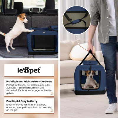 Leopet Prepravný box pre psov S, 49,5 x 34,5 x 35 cm, modrý