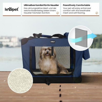 Leopet Prepravný box pre psov S, 49,5 x 34,5 x 35 cm, modrý