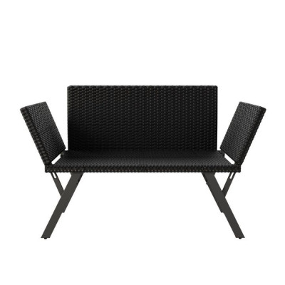 Polyratanová multifunkčná lavica 132 x 62 x 84cm čierna/sivá