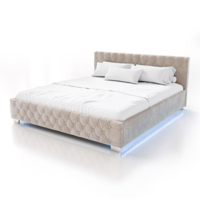 Luxusná posteľ s úložným priestorom a LED, zamat, 180x200 cm