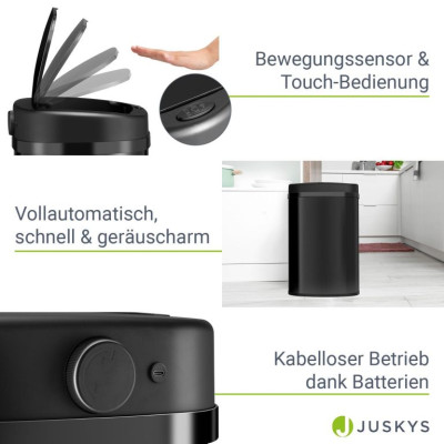 Automatický bezdotykový odpadkový kôš 50 l – čierny