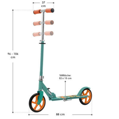 Detská kolobežka s veľkými kolesami a popruhom, Dino - mint