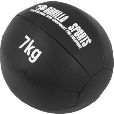 Gorilla Sports Kožený medicinbal, 7 kg, čierny