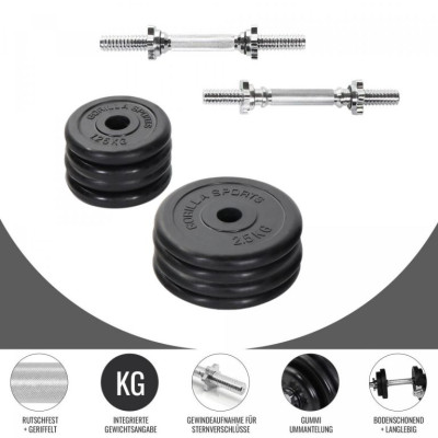 Gorilla Sports činkový set, pogumované kotúče, 20 kg
