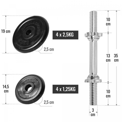 Gorilla Sports činkový set, pogumované kotúče, 20 kg