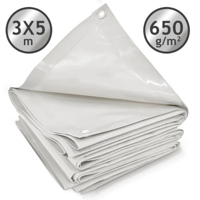 JAGO Plachta 650 g/m², hliníkové oká, biela, 3 x 5 m
