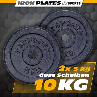 Sada závaží ScSPORTS® - 10 kg (2x5 kg), 30/31 mm, liatina