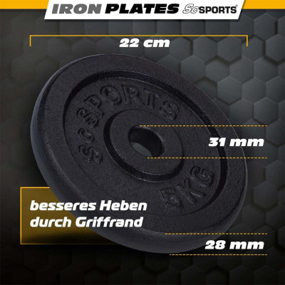 Sada závaží ScSPORTS® - 10 kg (2x5 kg), 30/31 mm, liatina