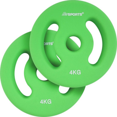 ScSPORTS Neoprénové kotúče 2x4 kg, zelené, 30/31 mm otvor